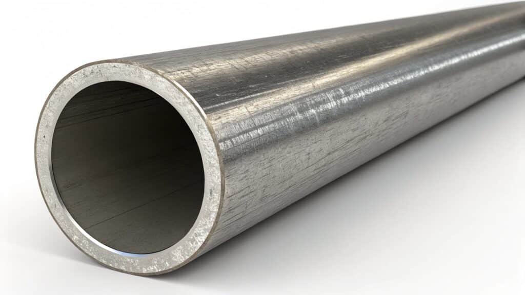 A simple infographic with icons representing each key property: a feather (low density), a weightlifter (strength), a shield (corrosion resistance), a thermometer (conductivity), and a recycling symbol.